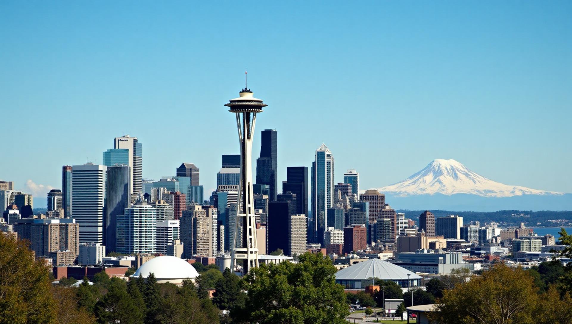 Seattle skyline with Puget Sound in the background